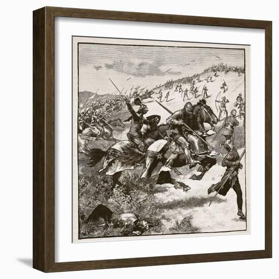 Charge of the Scots at Homildon Hill, Illustration from 'Cassell's Illustrated History of England'-English School-Framed Giclee Print