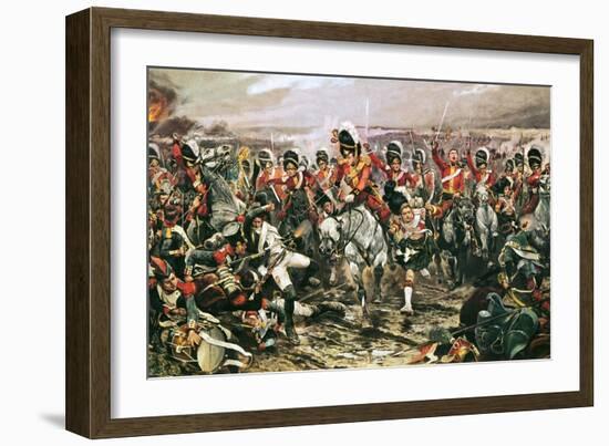 Charge of the Scots Greys at Waterloo-Richard Caton Woodville-Framed Giclee Print