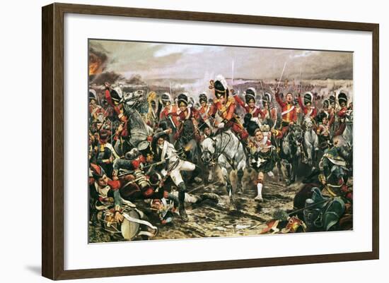 Charge of the Scots Greys at Waterloo-Richard Caton Woodville-Framed Giclee Print