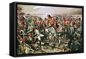 Charge of the Scots Greys at Waterloo-Richard Caton Woodville-Framed Stretched Canvas