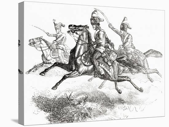 Charging Hussars or Hussards, from 'L'Univers Illustré', 1866-null-Stretched Canvas