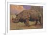 Charging Indian Rhinoceros-null-Framed Premium Giclee Print