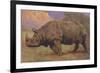 Charging Indian Rhinoceros-null-Framed Premium Giclee Print