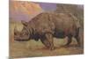 Charging Indian Rhinoceros-null-Mounted Premium Giclee Print