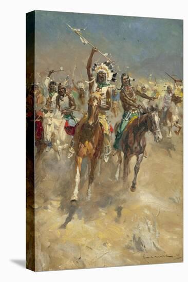 Charging Indians on Horseback-Derek Charles Eyles-Stretched Canvas