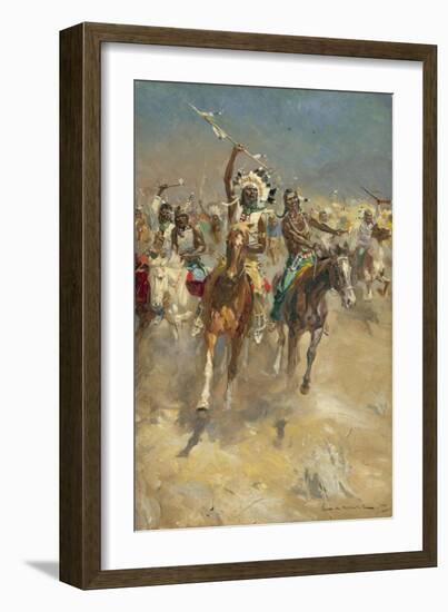 Charging Indians on Horseback-Derek Charles Eyles-Framed Giclee Print