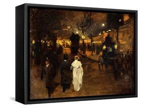 Charing Cross Road at Night, London, C.1905-Frederick Judd Waugh-Framed Stretched Canvas