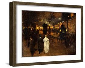 Charing Cross Road at Night, London, C.1905-Frederick Judd Waugh-Framed Giclee Print