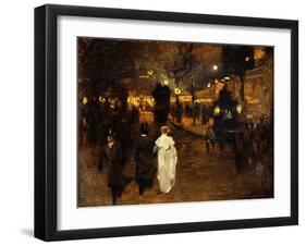 Charing Cross Road at Night, London, C.1905-Frederick Judd Waugh-Framed Giclee Print