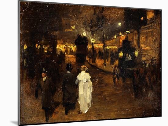 Charing Cross Road at Night, London, C.1905-Frederick Judd Waugh-Mounted Giclee Print