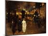 Charing Cross Road at Night, London, C.1905-Frederick Judd Waugh-Mounted Giclee Print