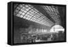 Charing Cross Station (B/W Photo)-English Photographer-Framed Stretched Canvas