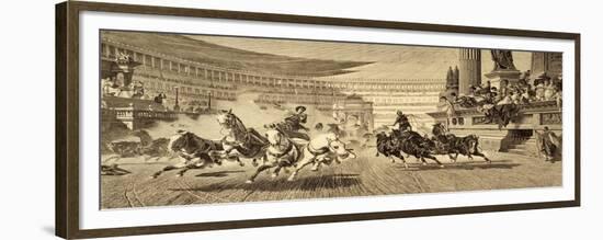 Chariot Race at Roman Games, after a Painting by Alejandro Wagner, from 'Album Artistico',…-Spanish School-Framed Giclee Print