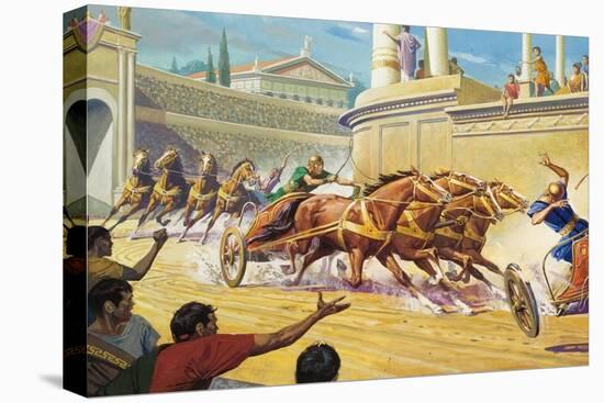 Chariot Race at the Circus Maximus-Severino Baraldi-Stretched Canvas