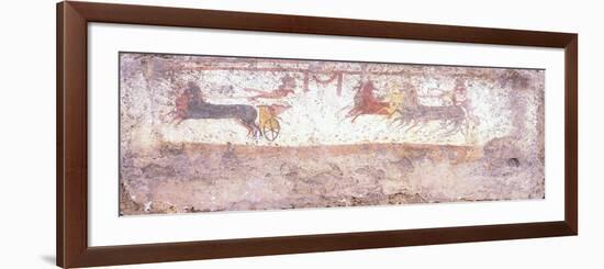 Chariot Race from Tomb 3 of Necropolis in Andriuolo-Laghetto in Paestum, Italy-null-Framed Giclee Print