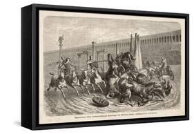 Chariot Racing in the Circus at Rome: a Spill at a Turn-H. Leutemann-Framed Stretched Canvas