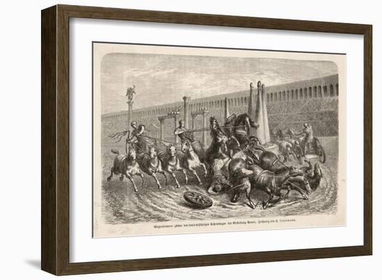 Chariot Racing in the Circus at Rome: a Spill at a Turn-H. Leutemann-Framed Art Print