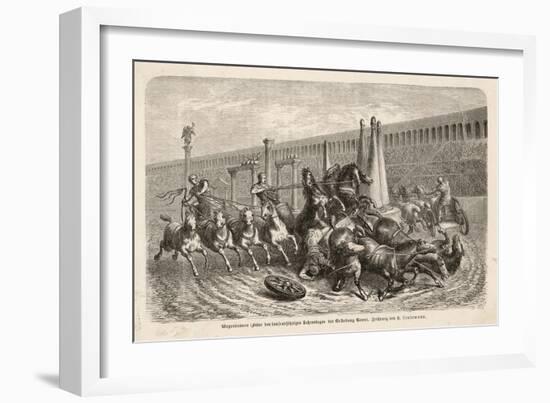 Chariot Racing in the Circus at Rome: a Spill at a Turn-H. Leutemann-Framed Art Print