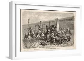 Chariot Racing in the Circus at Rome: a Spill at a Turn-H. Leutemann-Framed Art Print