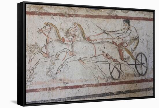 Charioteer and Horses, Painted Tomb Slab Detail, National Archaeological Museum-Eleanor Scriven-Framed Stretched Canvas