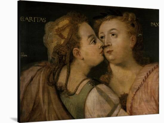 Charity Kissing Peace-Frans Floris-Stretched Canvas