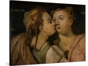 Charity Kissing Peace-Frans Floris-Stretched Canvas