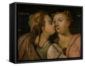Charity Kissing Peace-Frans Floris-Framed Stretched Canvas
