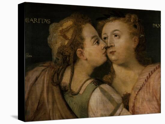 Charity Kissing Peace-Frans Floris-Stretched Canvas