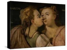 Charity Kissing Peace-Frans Floris-Stretched Canvas