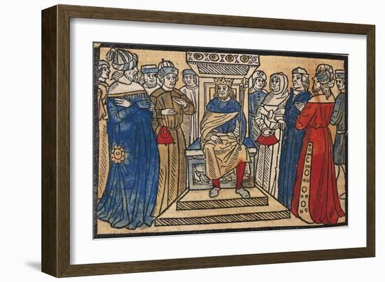 Charlemagne and His Court from the Great Chronicle of French Kings-Robert Gaguin-Framed Giclee Print