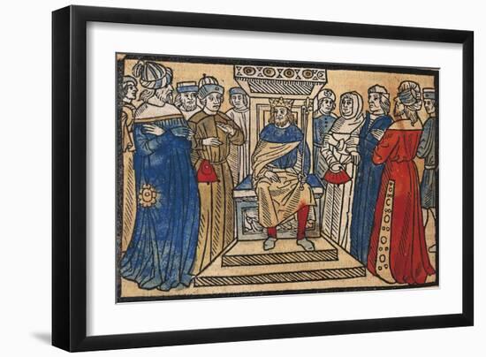 Charlemagne and His Court from the Great Chronicle of French Kings-Robert Gaguin-Framed Giclee Print