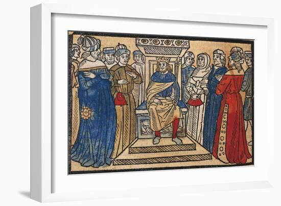 Charlemagne and His Court from the Great Chronicle of French Kings-Robert Gaguin-Framed Giclee Print