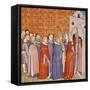 Charlemagne and His Retinue Entering a Church, Miniature from the Chronicle of Saint Denis-null-Framed Stretched Canvas