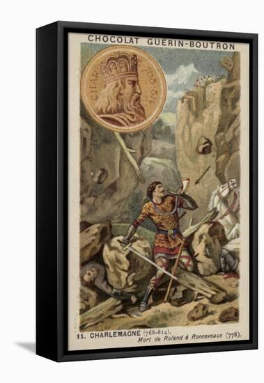 Charlemagne and the Death of Roland at Ronceveaux, 778-null-Framed Stretched Canvas