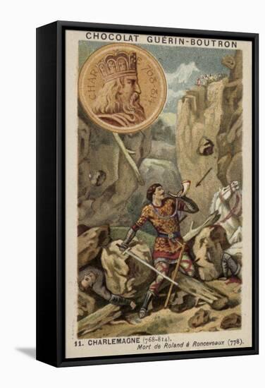 Charlemagne and the Death of Roland at Ronceveaux, 778-null-Framed Stretched Canvas