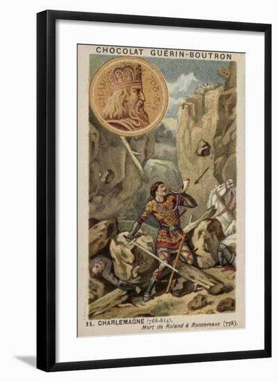 Charlemagne and the Death of Roland at Ronceveaux, 778-null-Framed Giclee Print