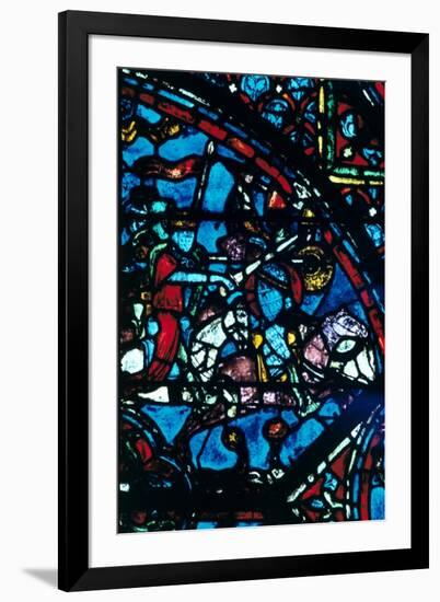 Charlemagne battles the Saracens, stained glass, Chartres Cathedral, France, c1225. Artist: Unknown-Unknown-Framed Giclee Print