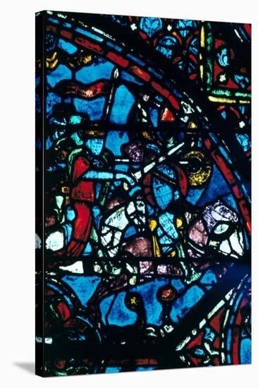 Charlemagne battles the Saracens, stained glass, Chartres Cathedral, France, c1225. Artist: Unknown-Unknown-Stretched Canvas