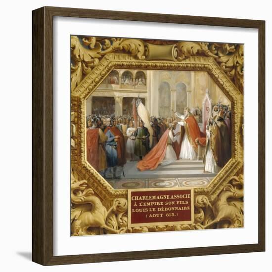 Charlemagne Crowns His Son Louis the Pious in 813-Jean Alaux-Framed Giclee Print