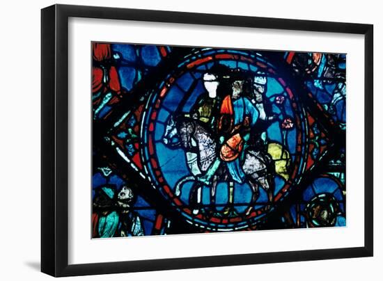 Charlemagne Departs for Spain, Stained Glass, Chartres Cathedral, France, C1225-null-Framed Photographic Print