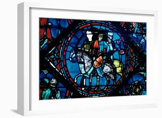 Charlemagne Departs for Spain, Stained Glass, Chartres Cathedral, France, C1225-null-Framed Photographic Print