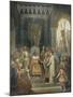 Charlemagne, entouré des ses principaux officiers, reçoit Alcuin qui lui présente des manuscrits,-Jean Victor Schnetz-Mounted Giclee Print