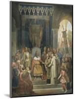 Charlemagne, entouré des ses principaux officiers, reçoit Alcuin qui lui présente des manuscrits,-Jean Victor Schnetz-Mounted Giclee Print