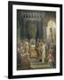 Charlemagne, entouré des ses principaux officiers, reçoit Alcuin qui lui présente des manuscrits,-Jean Victor Schnetz-Framed Giclee Print