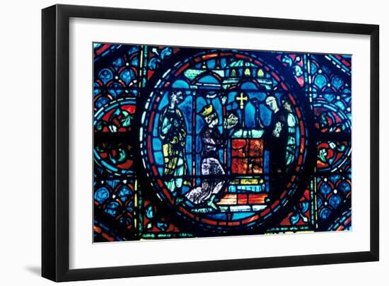 Charlemagne gives relics to the Chapel at Aix, stained glass, Chartres Cathedral, France, c1225-Unknown-Framed Giclee Print