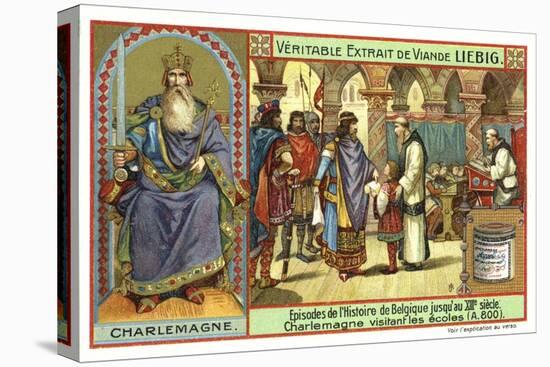 Charlemagne, King of the Franks, Visiting a School, 800-null-Stretched Canvas