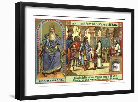 Charlemagne, King of the Franks, Visiting a School, 800-null-Framed Giclee Print