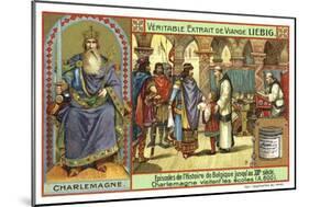 Charlemagne, King of the Franks, Visiting a School, 800-null-Mounted Giclee Print