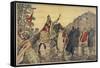 Charlemagne Makes a Pilgrimage to Mont Tombe, Now known as Mont Saint-Michel-null-Framed Stretched Canvas