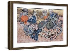 Charlemagne Mourns Orlando's Death, Miniature from the Great Chronicles of France Manuscript-null-Framed Giclee Print